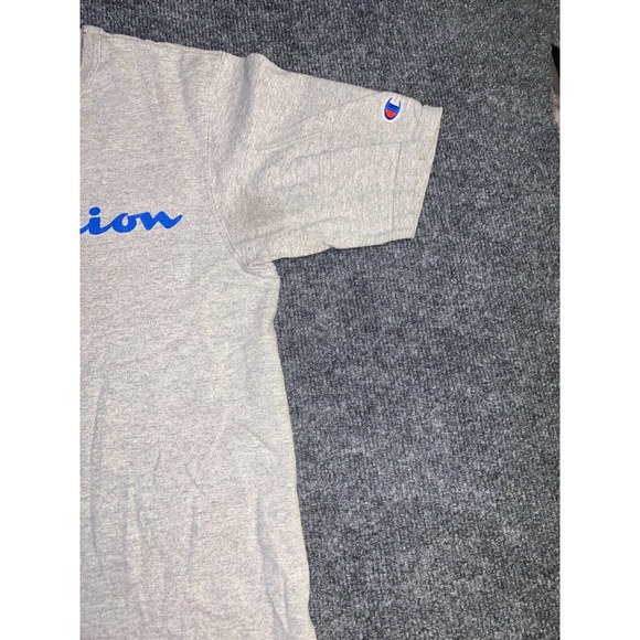 Champion Tee Shirt Mens Small Gray Solid Blended Regular Fit Crew Neck Pony Logo - Picture 3 of 7